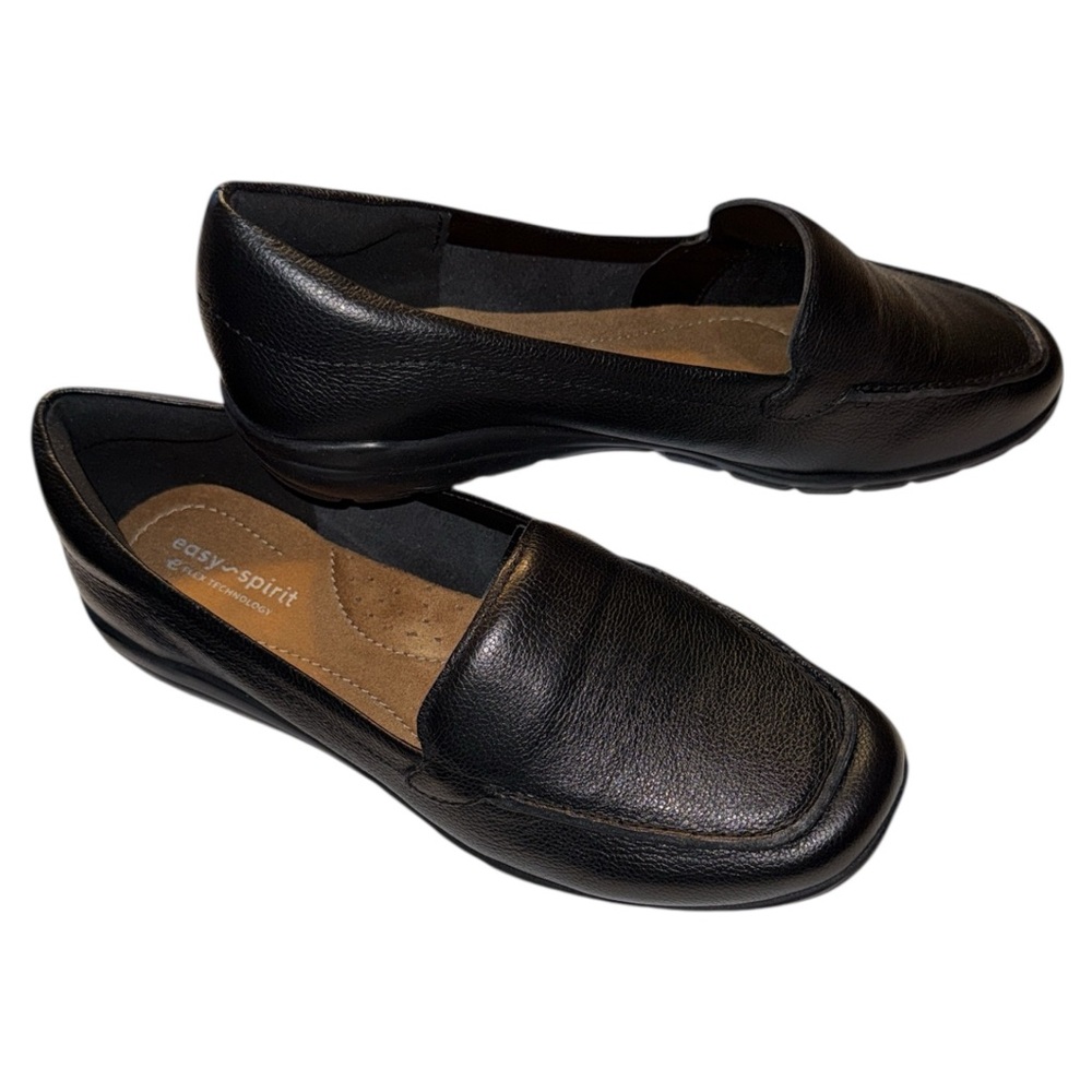 Easy Spirit Black Abide Leather Casual Flats‎ Loafers Women’s Size 8.5W Comfort